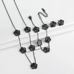 3Pcs Stainless Steel Hot Selling Gold Plated Clover Necklace Earrings Bracelet Jewelry Set Five Leaf Flower Jewelry For Women