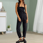 2023 Summer Black Jumpsuit Women Loose Dungarees Overalls Wide Leg Women Long Jumpsuit Ladies Overalls For Women