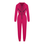 Autumn Women's Monochrome Long-Sleeved Jumpsuit Solid Color Zip-up Sportswear Female Winter Casual Tracksuit Fashionable Hoodies