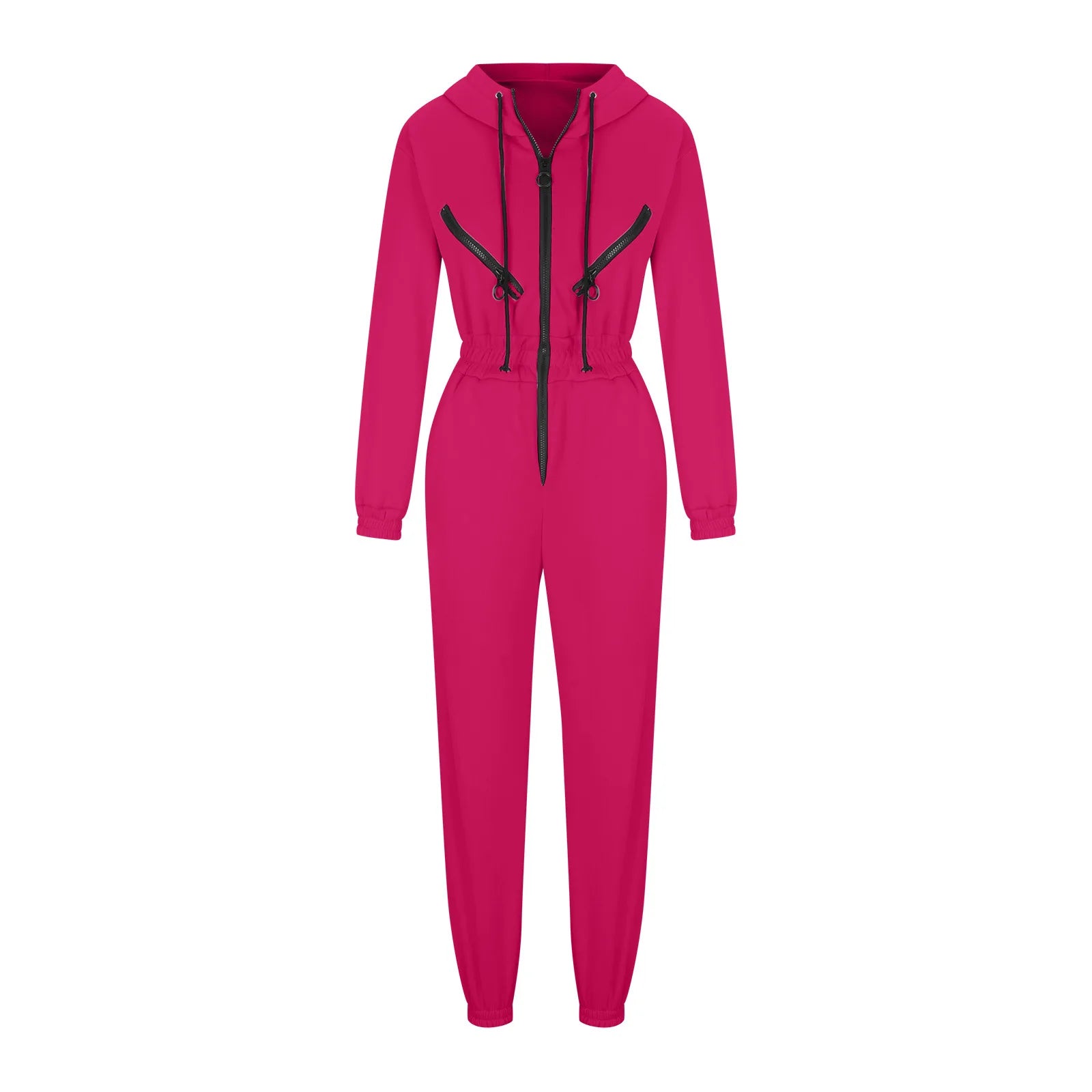 Autumn Women's Monochrome Long-Sleeved Jumpsuit Solid Color Zip-up Sportswear Female Winter Casual Tracksuit Fashionable Hoodies