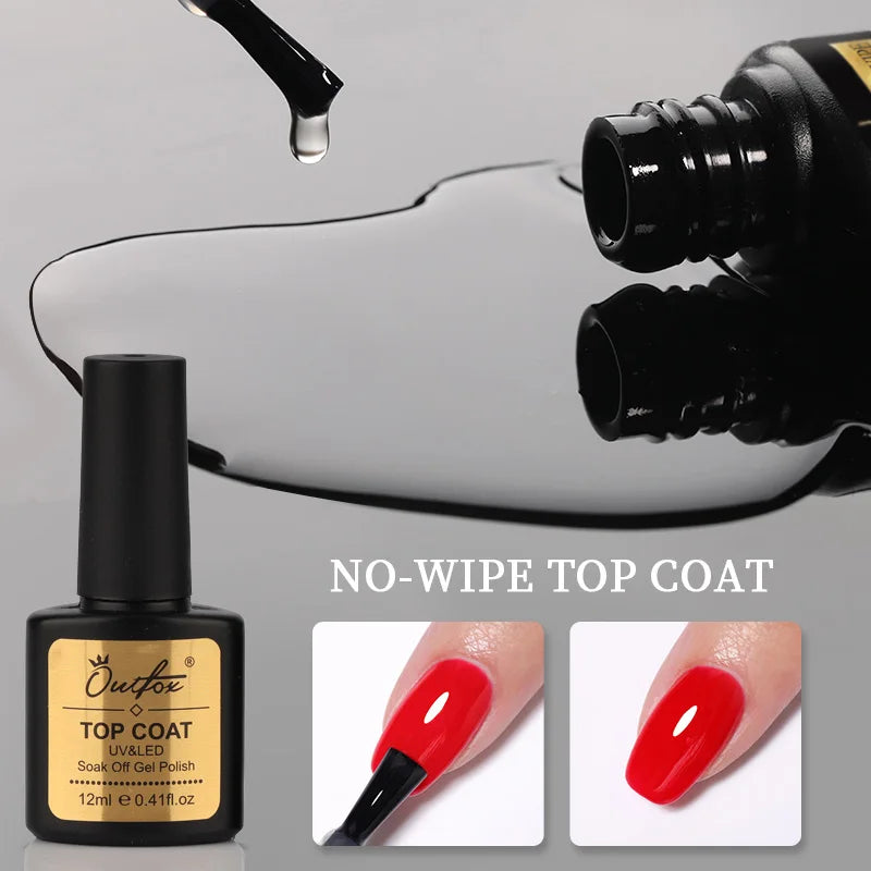12ml Soak Off Nail Top Coat and Base Coat Set No Wipe UV Gel Nail Polish Semi Permanent Manicure Art Tool Primer Hybrid Varnish