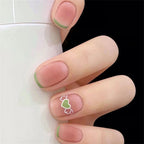 24PCS/SET Cold Black Chess Board Wearing Fake Nails Finished Product Long Full Coverage Acrylic Removable Press on Nails Art Tip