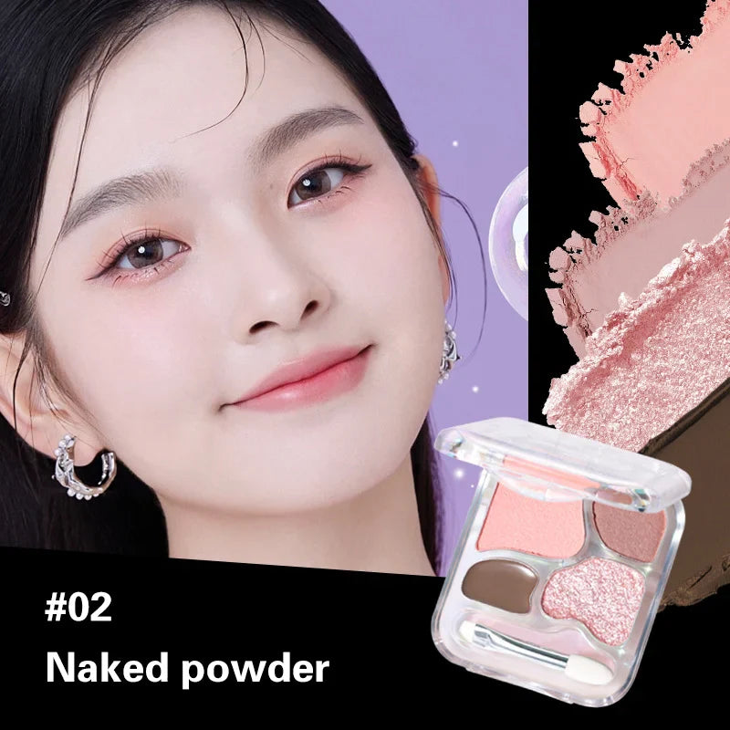 4Color Glitte Eyeshadow Palette Blush Eyeliner Eyeshadow Highlight Contour Palette Eyes Makeup Cute Beauty Cosmetics