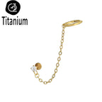 Chain Earring with Labret Ear Stud ASTM G23 Titanium Piercing Nose Ring Cartilage Helix Daith Punk Lip Piercing Body Jewelry 16G