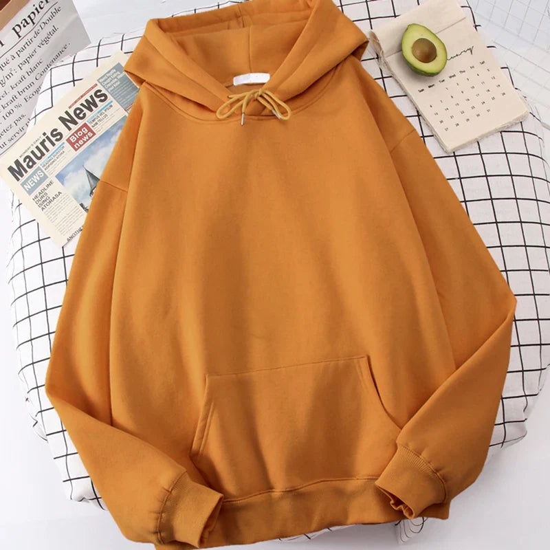 Autumn Casual Women's Solid Hoodie Comfortable Strecth Sweatshirts Loose Pocket Warm Clothes Fashion Street Female Pullovers