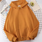 Autumn Casual Women's Solid Hoodie Comfortable Strecth Sweatshirts Loose Pocket Warm Clothes Fashion Street Female Pullovers
