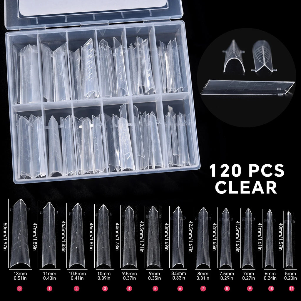 120Pcs Nail Forms For UV Gel Quick Building Extension Top Molds Dual Forms Acrylic Nail Art Tips Nails Accessories Tools