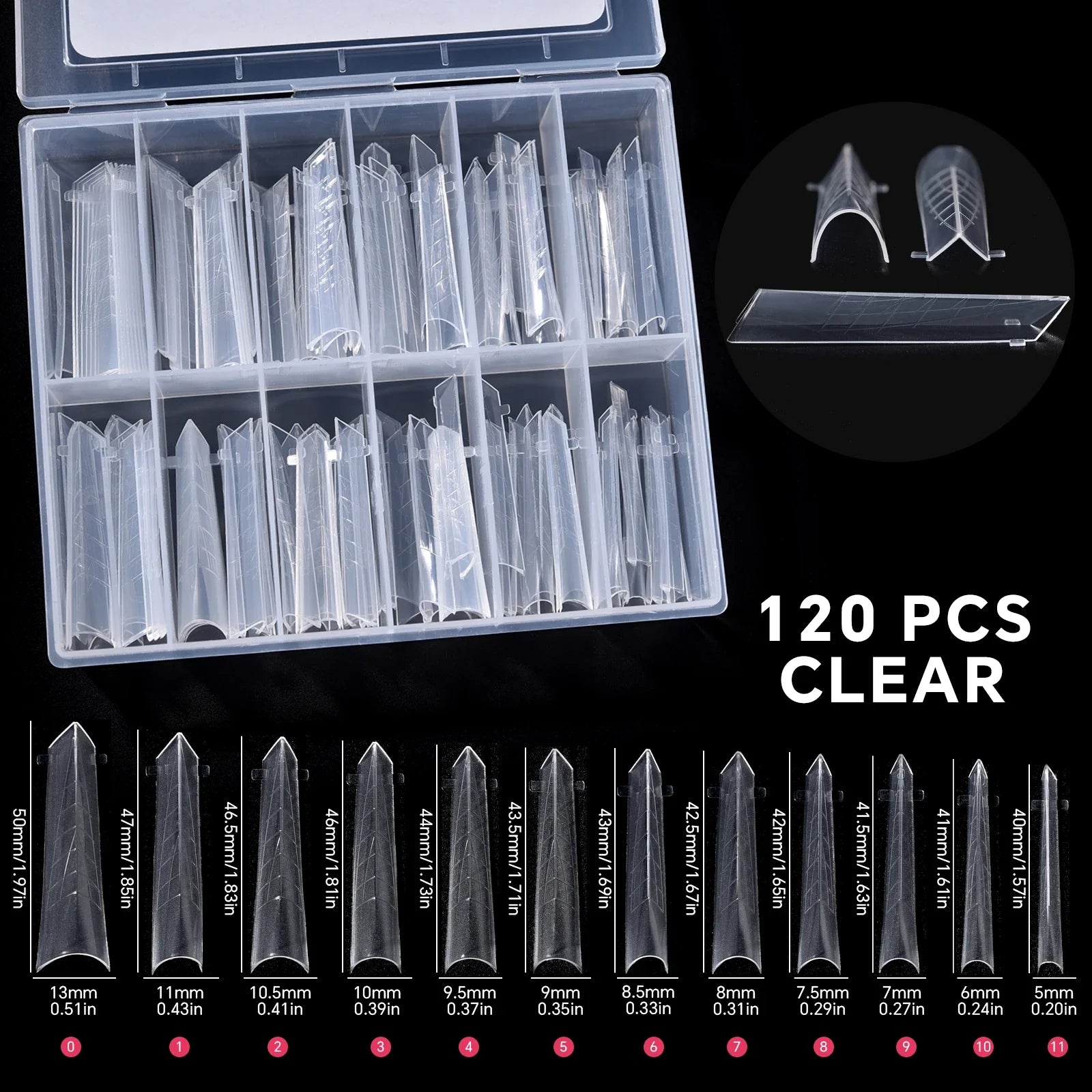 120Pcs Nail Forms For UV Gel Quick Building Extension Top Molds Dual Forms Acrylic Nail Art Tips Nails Accessories Tools