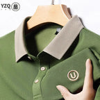 2024 Men's New Embroidered Cotton Business Leisure Short Sleeved POLO Shirt Fashion Short Sleeved Comfortable and Breathable Top