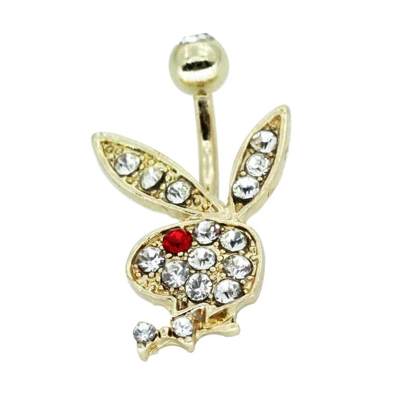 Belly Button Rings for Women Bunny Navel rings Gold color Rabbit Belly Rings Gem stone Belly Piercing Jewelry Body Jewelry