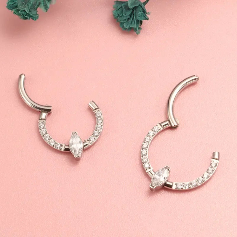 ASTM F136 Titanium Nose Rings Septum Piercing 16G Marquise Earring Helix Daith Piercing Punk Implant Grade Titanium Body Jewelry