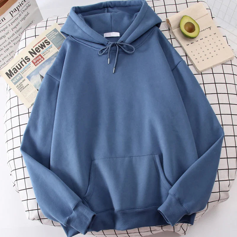 Autumn Casual Women's Solid Hoodie Comfortable Strecth Sweatshirts Loose Pocket Warm Clothes Fashion Street Female Pullovers