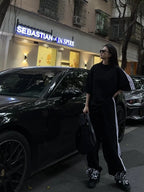 American Street-bombing Leisure Sportswear Suit Female Summer Student Loose Versatile Short-sleeved Trousers Two-piece Suit Tide