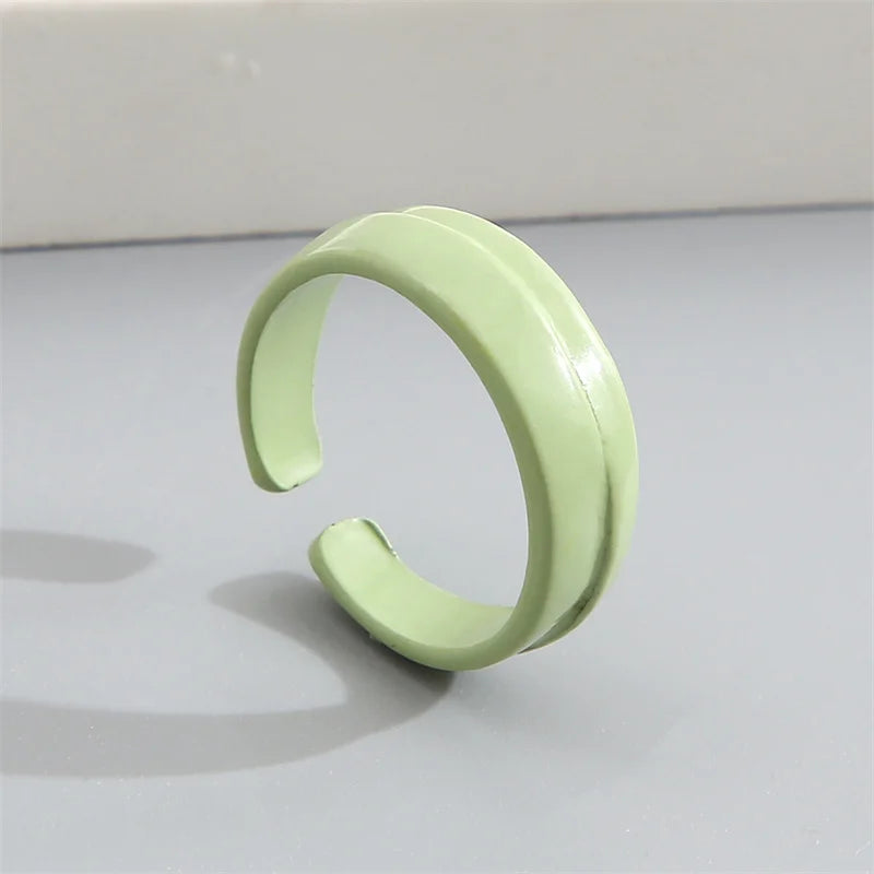 2022 Summer Colorful Ring Set Wholesale Fashion Geometric Chain Candy Color Irregular Opening Rings Women Party Finger Jewelry