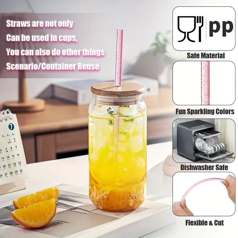 6pcs Reusable Accessories Set for Stanley 40oz Tumblers - Bow Straw Covers, Sparkling Straw, Protective Boot, Charm Chains