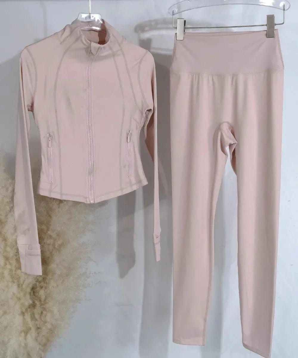 2025 Gold Label Short Sport Jacket Set Women's Yoga Clothes Slimming Fitness Jacket Active Wear Exercise Clothing Female