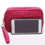 Bags Fabric Phone Purse Solid Color Coin Purse Three Zippers Bags Korean Style Wallets Women Wallets Wrinkle Clutch Bag