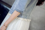 2023 Spring/Summer New Denim Jacket Women's Korean Casual Slim All-Match Short Crop Sleeve Short Sleeve Denim Button Up Top