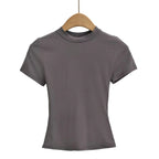 2025 New High Quality Casual T shirt Sexy Slim Short Sleeves Fashion Trend Solid Women Clothing y2k Tops