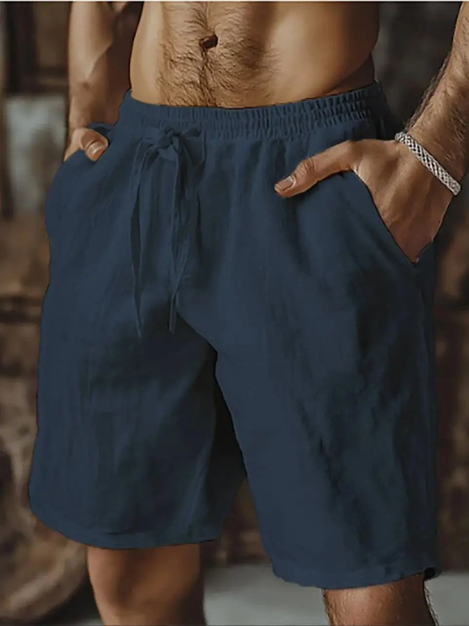 2025 New Summer New Men's Cotton Linen Breathable Shorts Hawaii Beach Pants Male Solid Color Trousers Loose Versatile Streetwear