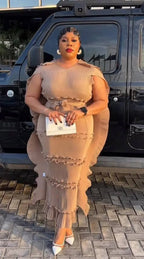 EGRM Miyake Solid Pleated French Three-dimensional Fungus Edge Cake Dress Women's Loose Long Dresses 2025 Summer New 6R8109