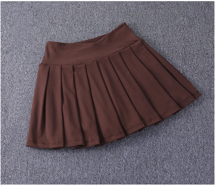 2024 New Best-Selling Pleated Nylon Spandex High Waisted Pocket Skirt With Anti Glare A-Line Sports Tennis Skirt