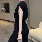 Black V-neck Short Shirt Summer Crop Top Women's Fashion Sleeveless Shirts Elegant Office Lady Clothes Top Casual Blouse