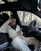 Autumn Winter Casual Two Piece Set Women Street Trend Long-sleeved Hooded Cardigan Sexy Waist Waist Elastic Trousers Tracksuit