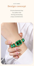 1PC Luxury Women's Watch Fashion Stainless Steel Gold Gorgeous Water Diamond Square Quartz Movement Gift Wrist Watches for Women