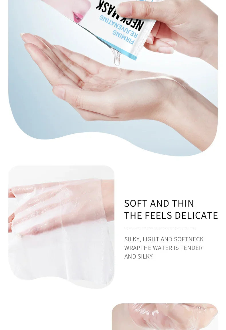 10PCS Collagen Anti Wrinkle Neck Mask Anti Aging Fade Fine Lines Firm Skin Moisturizing Brighten Rejuvenating SkinCare Cosmetics