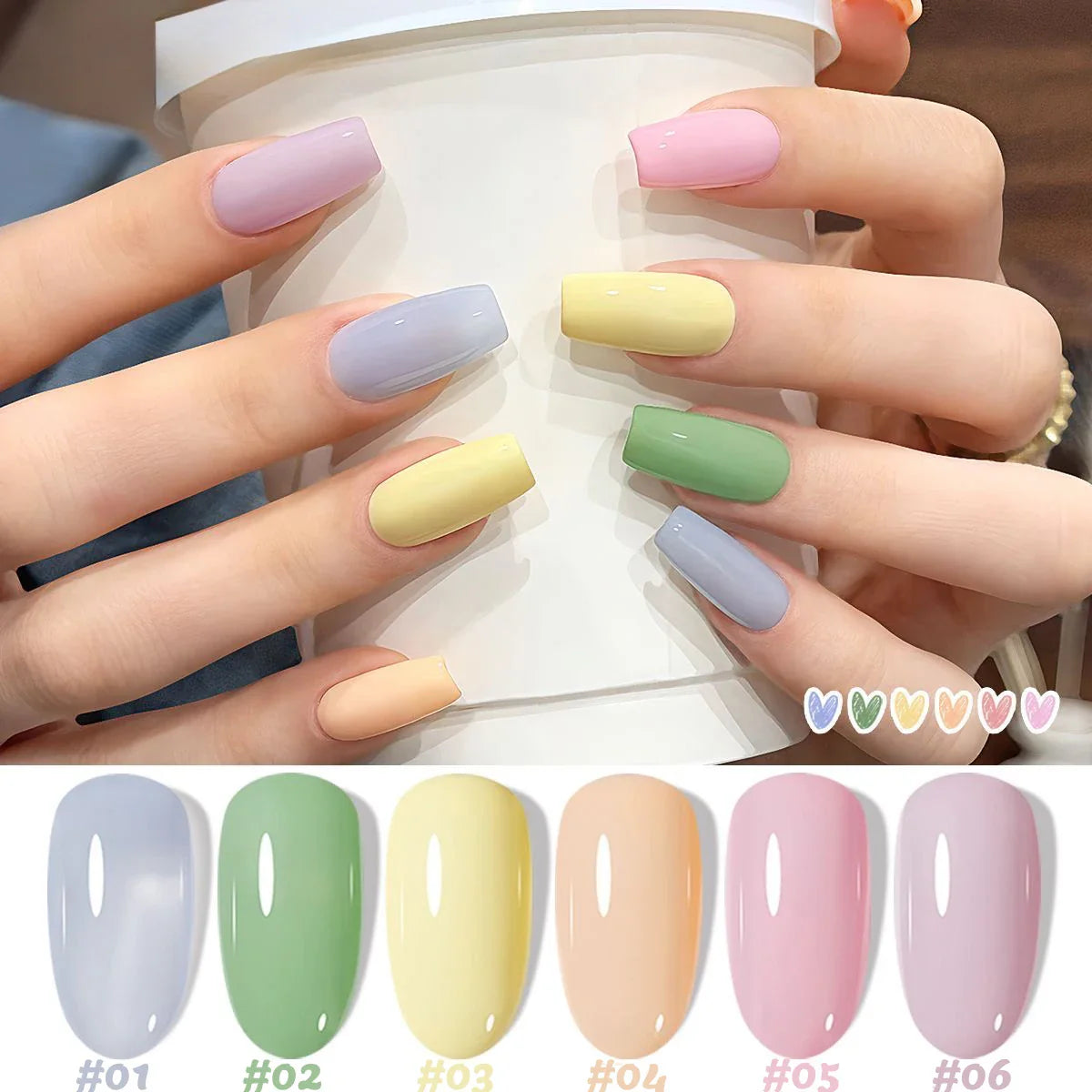 1-16pcs PSK Afternoon Sweetheart Gel Nail Polish Yellow Nails Macaron Sweetheart Color Series Whitening Nail Art Nail Supplies