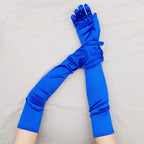 1 Pair Women Adult Black White Red Skin Opera/Elbow/Wrist Stretch Satin Finger Long Gloves Women Flapper Gloves Matching Costume