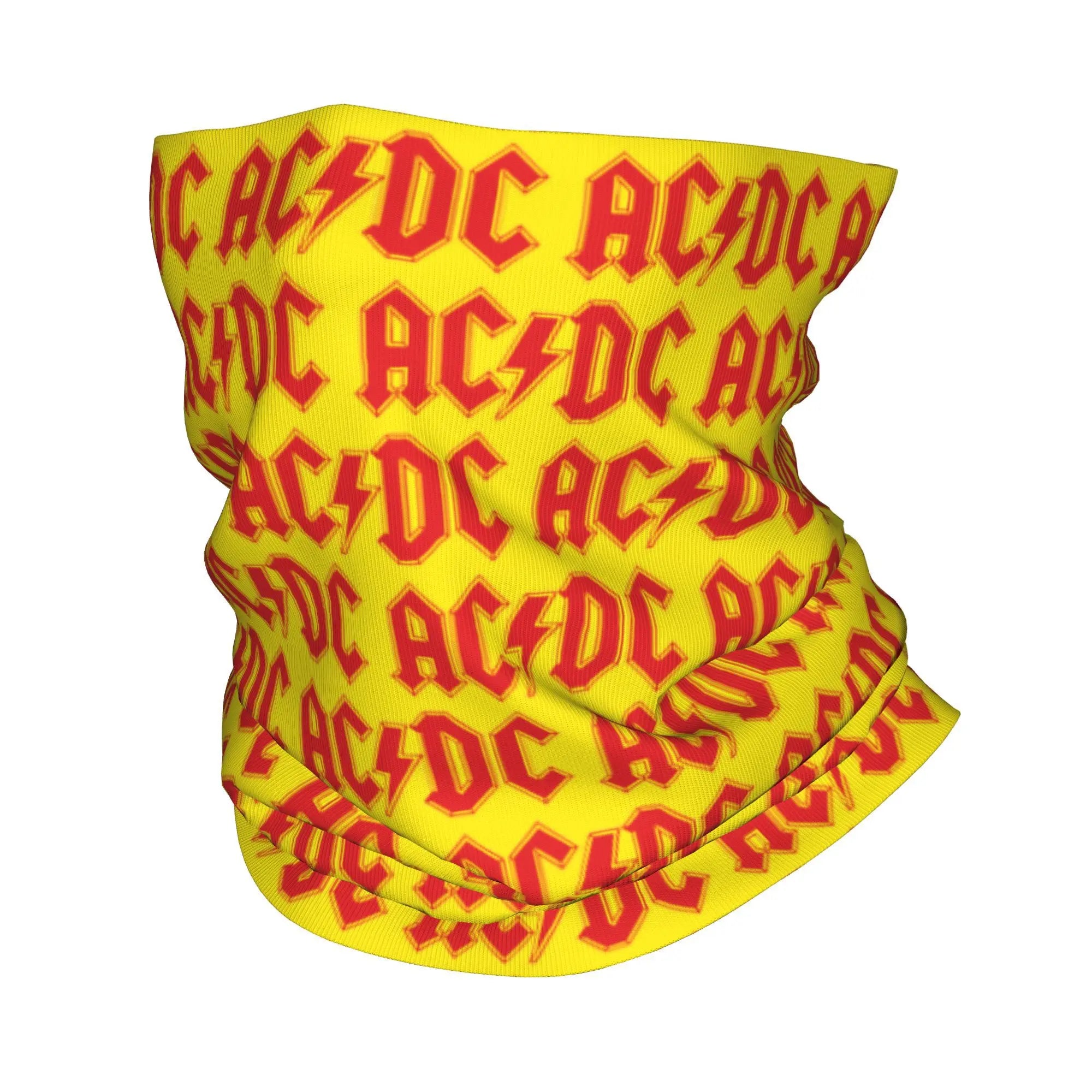 Custom Black AC DC Logo Camouflage Heavy Metal Band Bandana Neck Warmer Women Men Winter Hiking Ski Scarf Gaiter  Face Cover
