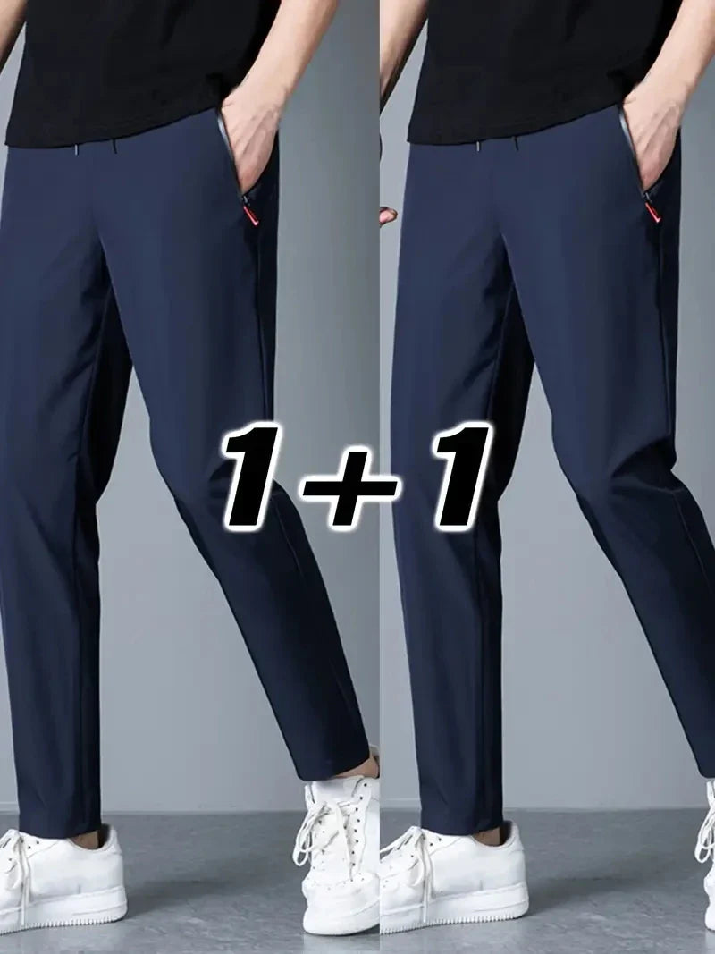 2 Pieces Men's Casual Pants Stretch Elastic Waist Jogger Korean Classic Blue Black Gray Male Brand Trousers Plus Size