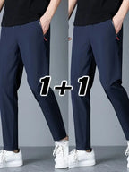 2 Pieces Men's Casual Pants Stretch Elastic Waist Jogger Korean Classic Blue Black Gray Male Brand Trousers Plus Size