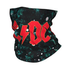 Custom Black AC DC Logo Camouflage Heavy Metal Band Bandana Neck Warmer Women Men Winter Hiking Ski Scarf Gaiter  Face Cover