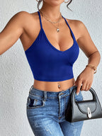 Chic Halter Neck Crop Top-Backless & Criss Cross Detail-Perfect for Summer Outings