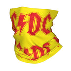 Custom Black AC DC Logo Camouflage Heavy Metal Band Bandana Neck Warmer Women Men Winter Hiking Ski Scarf Gaiter  Face Cover