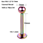 10Pcs/20Pcs/50Pcs G23 Titanium Labret Piercing Internal & External Design Lip Piercing Labret Stud Cartilage Helix Piercing