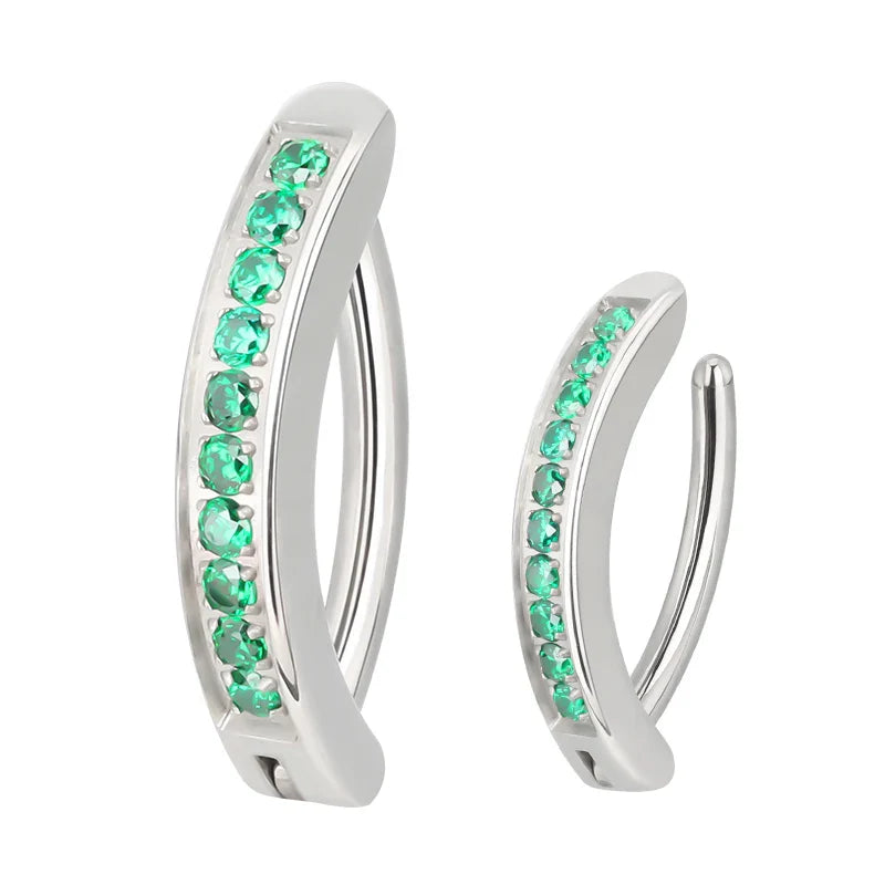 ASTM F136 Titanium PIERC Reverse Curved Clicker Navel Barbell Shiny CZ Sexy Belly Button Rings Bellybutton Sexy Piercing Jewelry