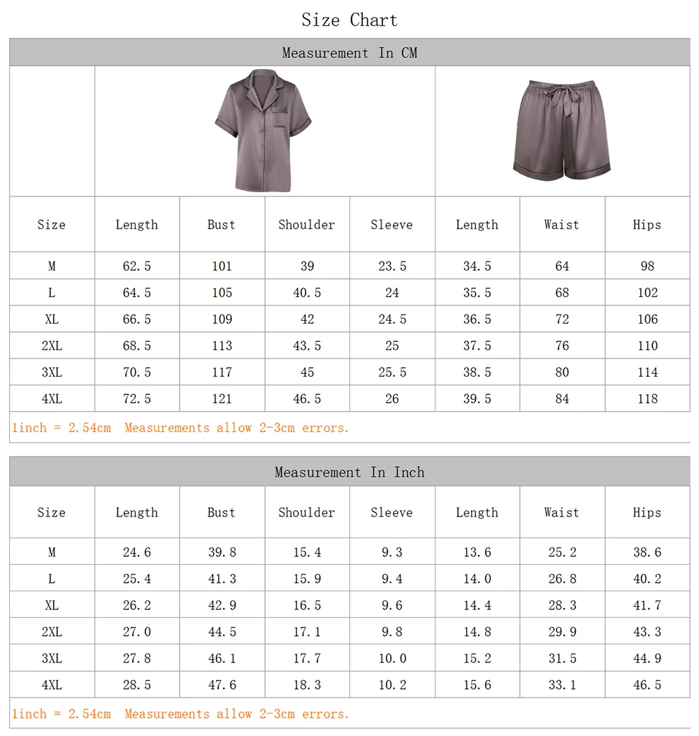 100% Real Mulberry Silk Womens Pajamas Set Sleepwear Pjs Button Down Short Sleeve Shirt Top and Shorts Loungewear 2 Piece M-4XL