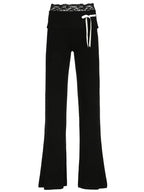 Cuteandpsycho Lace Patchwork Bow Straight Pants Y2K Fashion Aesthetic Cute Trousers Harajuku Streetwear Joggers 2000s Bottoms