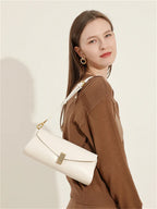 Burminsa Trendy Genuine Leather Underarm Shoulder Bags For Women 2025 Luxury Designer Crossbody Purses Flap Lock Ladies Handbags