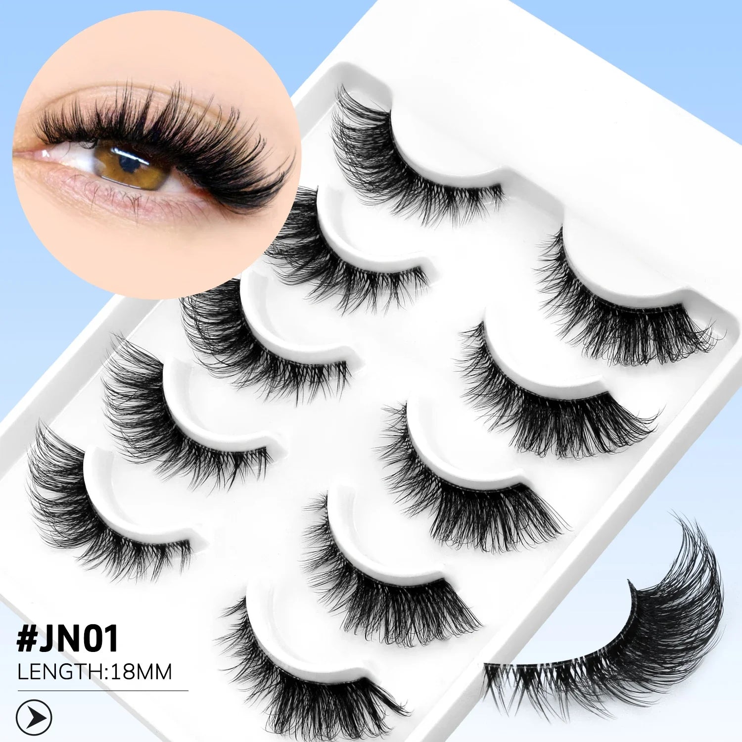 GROINNEYA Cat Eye Lashes Natural Fluffy False Lashes With Winged Ends For Extended Natural Look Soft Clear Stem Lashes Makeup
