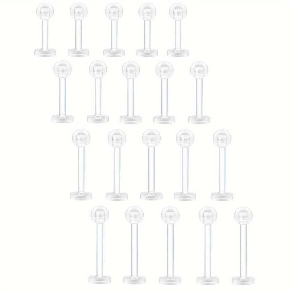 10~20pcs/Set Transparent Acrylic Bioflex Tragus Retainer Lip Studs Ear Helix Earring 6mm 8mm 10mm 12mm Body Piercing Jewelry