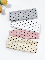 4pcs/set Ladies Polka Dot Print Wide-Edge Elastic Hair Band Face Makeup Sports Headband Stylish Hair Accessory for Women