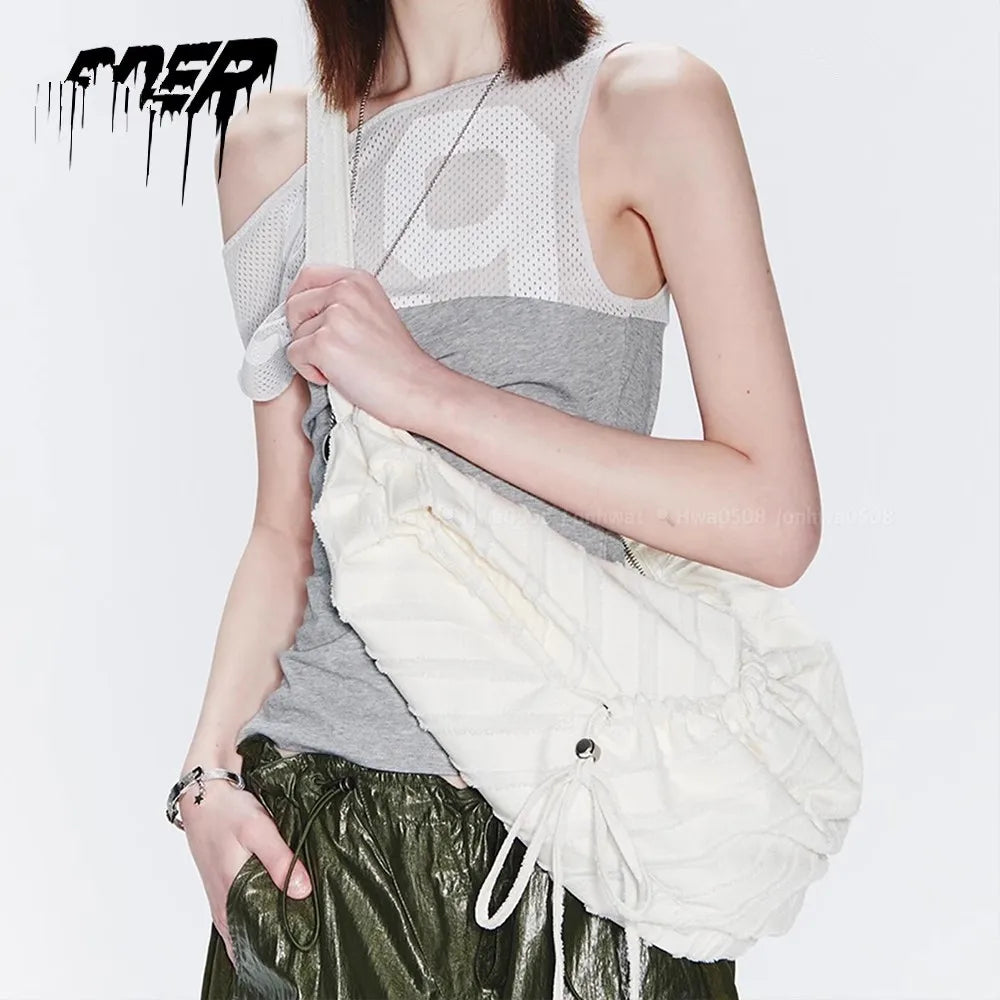 Casual Large Capaci Canvas Tote Bag Dstring Single oulder Folded Woven Handle Quali Crossbody Bag Faionable Trendy
