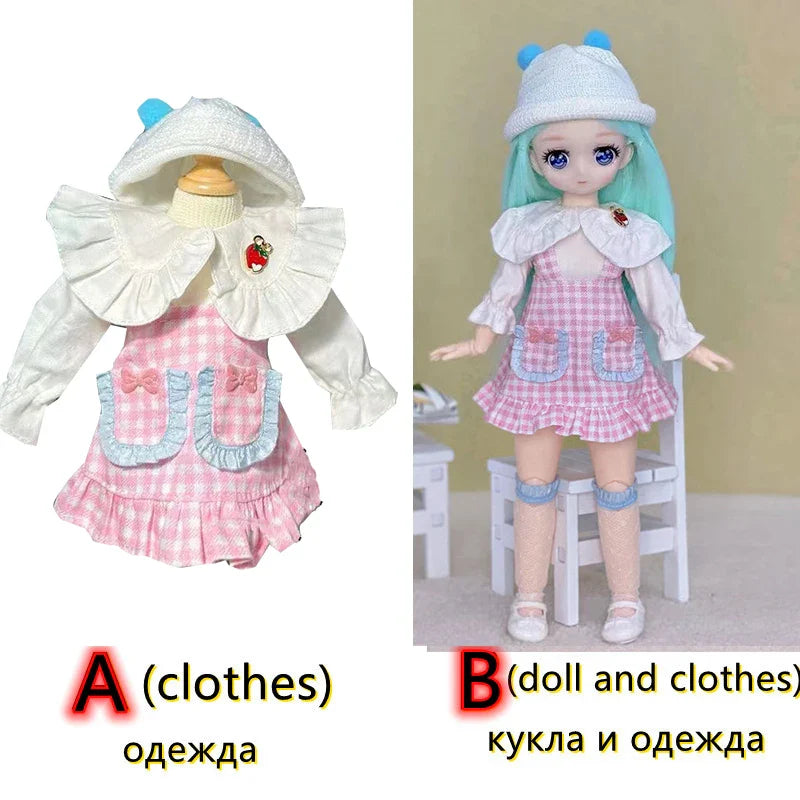 30cm Two-dimensional Doll Comic Face 1/6 Bjd Doll or Dress Up Clothes Children's Girl Birthday Gift Toys Kids Toys