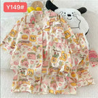 Cute Pink Cloud Cotton Spwear Bear Print Home Clothes Long Sve ort Sve Women's Comfortable Home Suit Summer Thin
