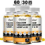 Daitea Calcium Magnesium Zinc Capsules Vitamin D3 helps support bones, teeth, heart, and enhance immune system function.